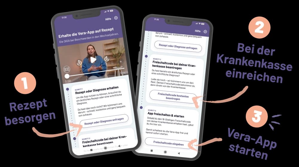 Vera-App erhalten: Rezept oder Diagnose besorgen, bei der Krankenkasse einreichen, Vera-App starten