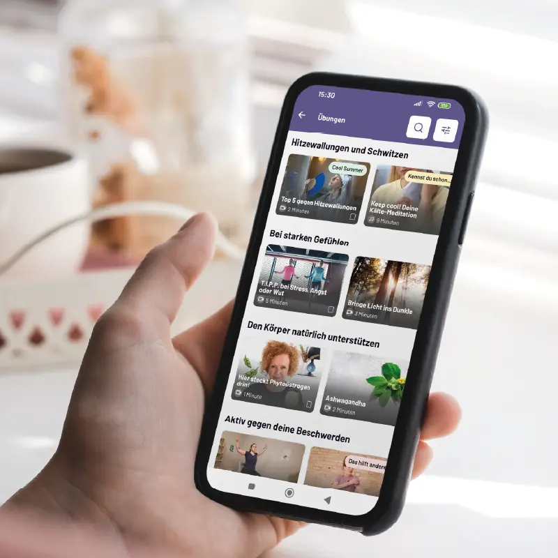 Vera-App auf dem Smartphone: Übungen bei Wechseljahresbeschwerden